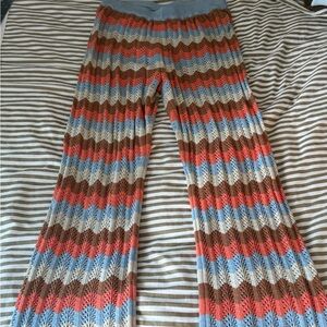 Rip Curl Multicolor Crochet Wide-Leg Pants - Blue, Coral, Brown, Cream